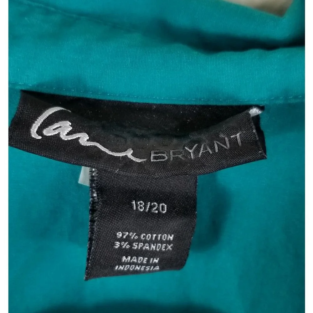 Lane Bryant Turquoise Studded Pocket Design Rolled Sleeves Up/Down Blouse 18/20 - Picture 4 of 4